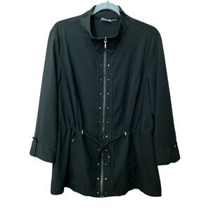 Zenergy by Chico's zip front draw waist lightweight nylon 3/4 sleeve jacket